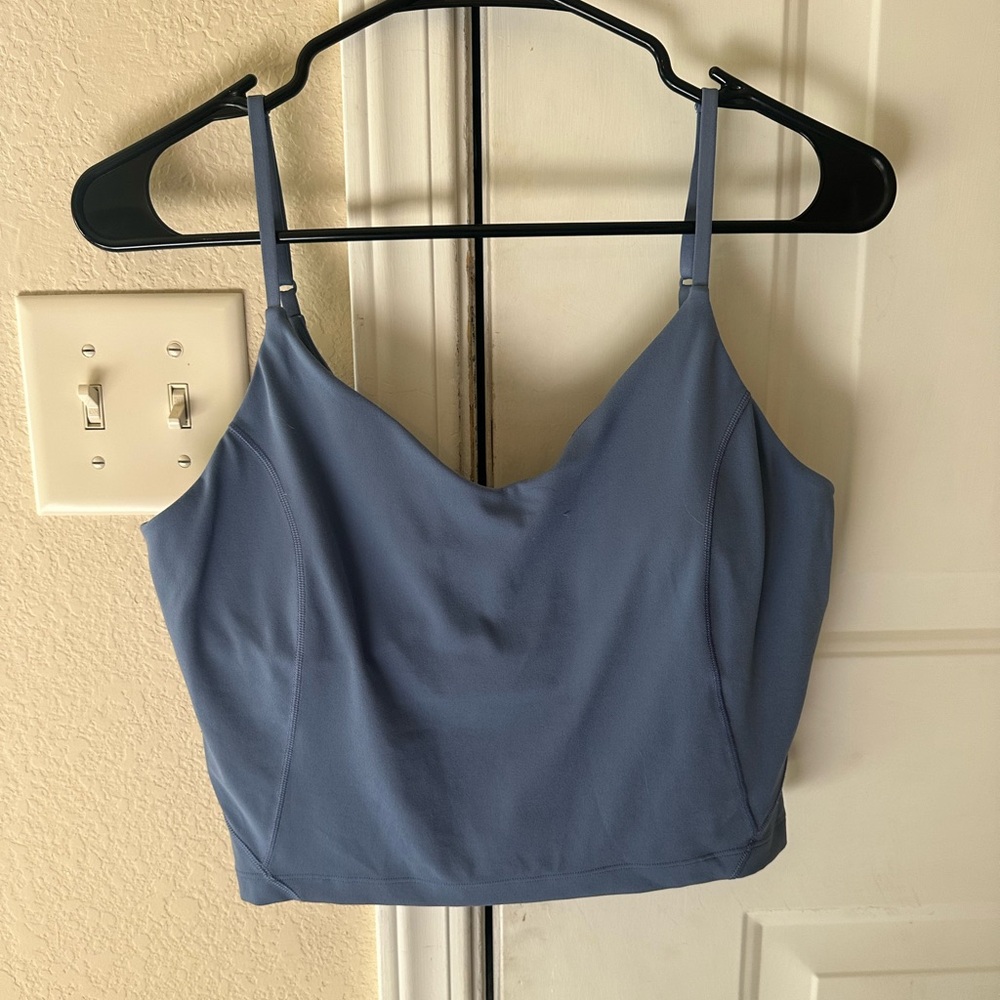 Blue Lululemon tank with built in bra